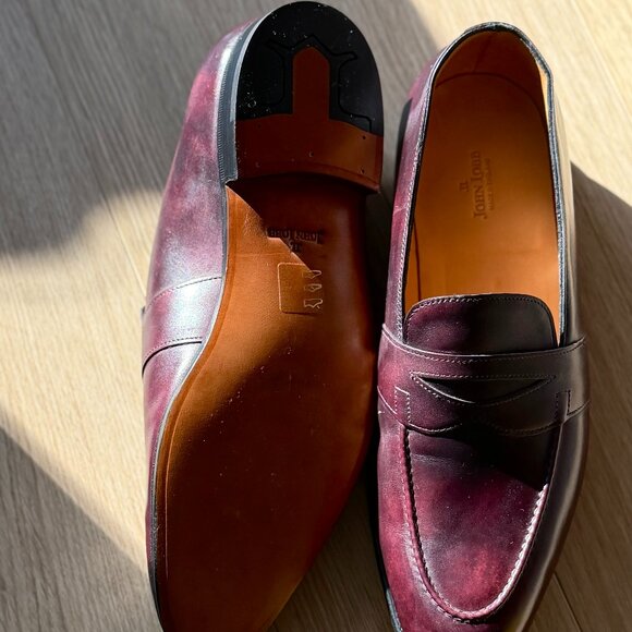 John Lobb Men\'s Fencote Loafer, Burgundy/Plum, Size 7 main image 5